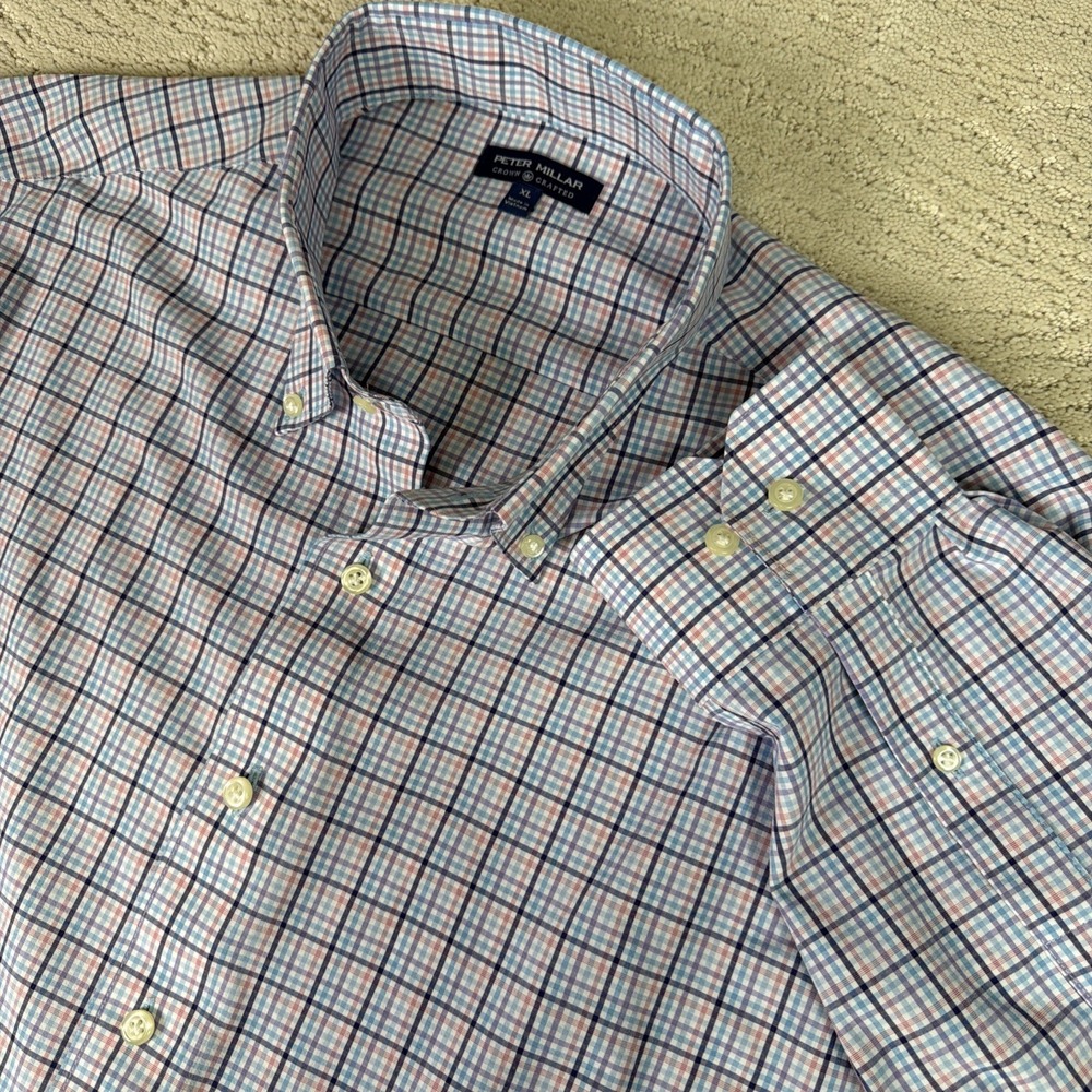 Men's Peter Millar XL Crown Drafted Long Sleeve Button Down Shirt Plaid